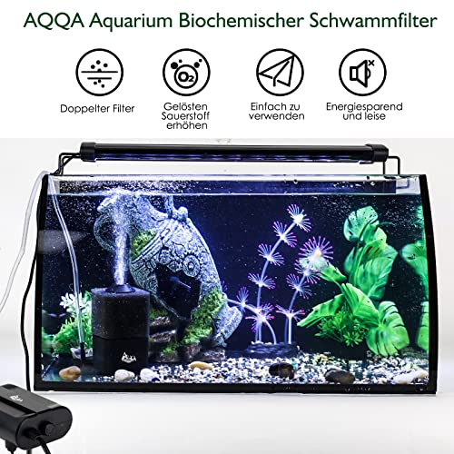 AQQA Filtro in spugna per acquario, filtro silenzioso per filtri biologici e meccanici, filtro interno per acquario, con materiale filtrante - Image 3