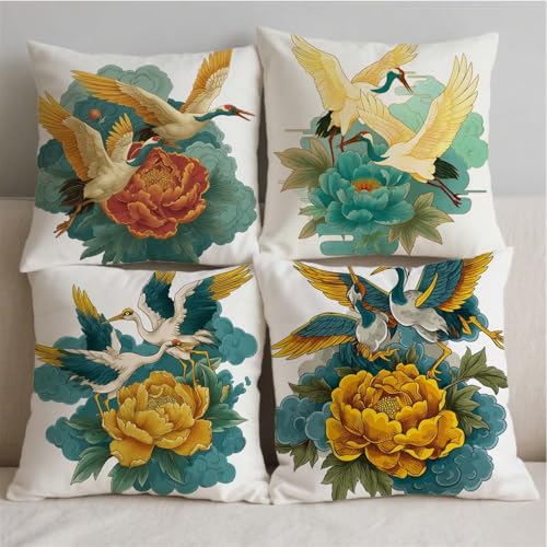 Housse coussin 80x80cm extérieur en lin imperméable avec impression double face - 3