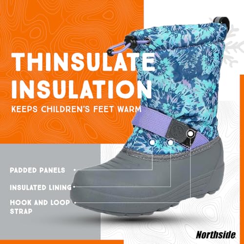 Northside Kid's Frosty Insulated Winter Snow Boots - Aqua/Lilac, 9 Toddler