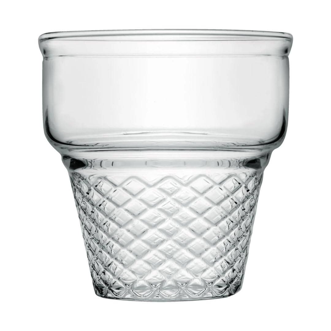 Set da 6 Bicchieri Gelato in Vetro Resistente e Trasparente con Design a Cono, Coppe per Dessert, Yogurt, Caffè, Dolci, Tè e Bevande, Ideali per Feste, Cene e Uso Quotidiano, Lavabili in Lavastoviglie