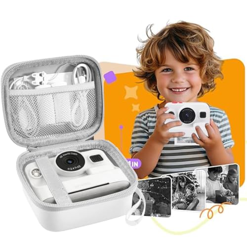 Image of Leayjeen Kids Instant Print Camera Case for Dylanto - White | Classic White Design, Compatible ESOXOFFORE /Dylanto /GKTZ /HiMont, EVA Hard Shell, Shoulder Strap (Case Only)