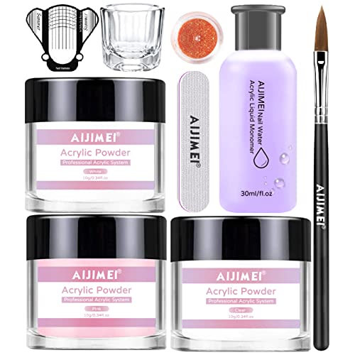 AIJIMEI Acrylic Nail Kit,Acrylic Powder Monomer Acrylic Nail Liquid,Professional Acrylic Powder and Liquid Set,Acrylic Nail Supplies,Nail Art Starter Kit