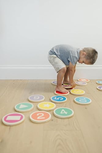 Miniatura 4 de Coloridas piedras de madera para niños, juego de 10 números vibrantes para saltar al aire libre, piedras decorativas de jardín seguras y duraderas