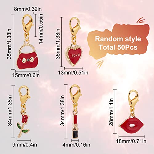 SUNNYCLUE 1 Box 50pcs Rose Heart Locking Stitch Markers Crochet Stitch Marker Removable Lobster Clasp Clip on Charms for Knitting Crocheting Weaving Sewing DIY Craft Yarn Handmade Gift Valentines Day - Image 2