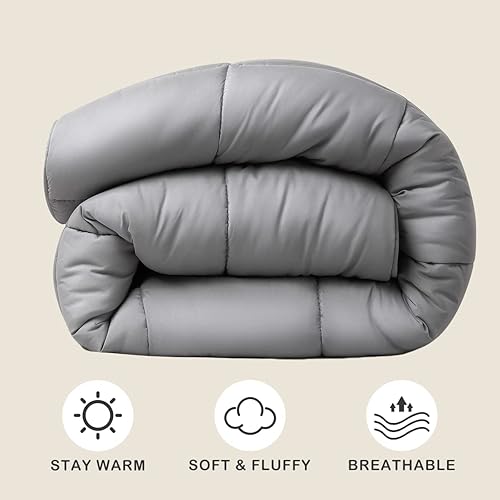 Miniatura 5 de Shilucheng Edredón reversible acolchado suave para todas las estaciones, relleno de edredón alternativo para invierno, verano, cálido, esponjoso,