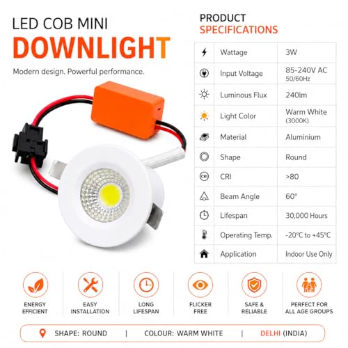 generic 3W LED Spotlight for Home Decor, Warm White - Image 4