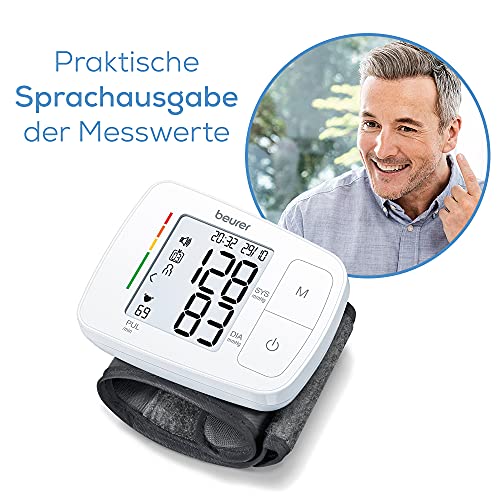 Beurer BC 21 Handgelenk-Blutdruckmessgerät, mit Sprachausgabe in Deutsch, Englisch, Französisch,...
