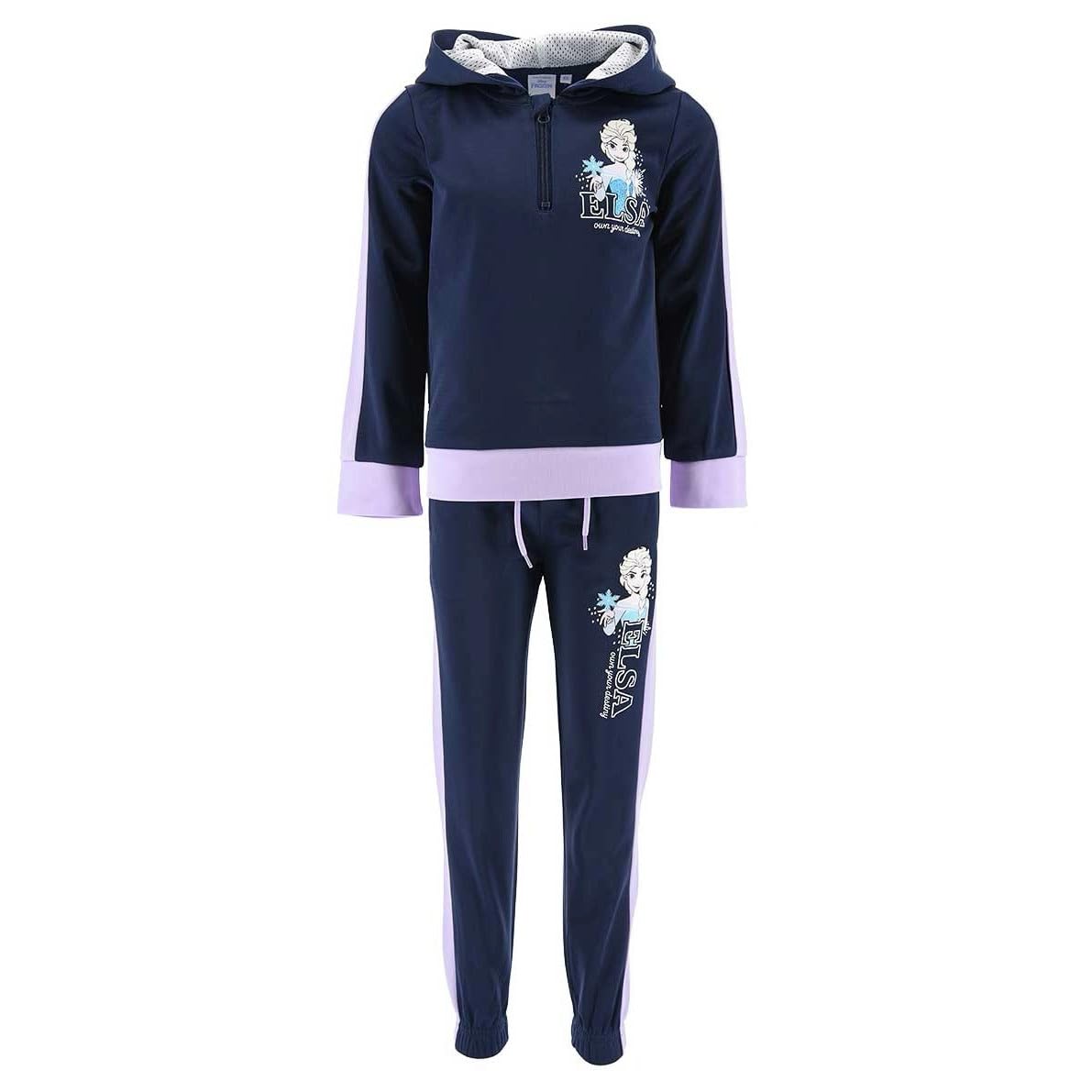 Disney Elsa Chandal para Niñas, Conjunto 2 Piezas para Niñas, Traje Deportivo Azul, Frozen Sudadera con Capucha y Pantalones, Tallas 3 a 8 Años