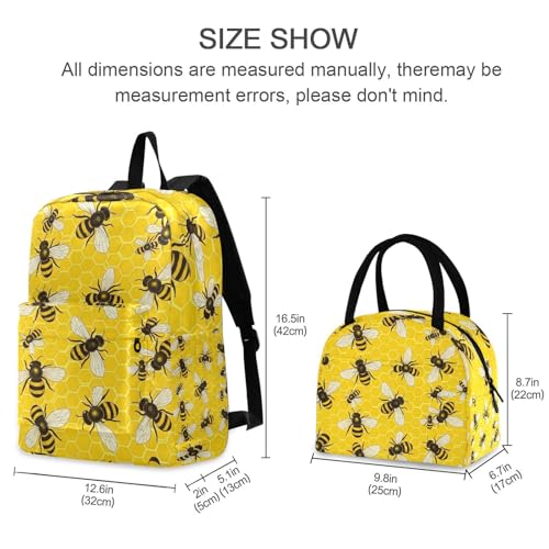 Kids' Backpacks, Bees Yellow Waterproof Picnic Cooler, Travel Backpacks for Big Kids and Youth2