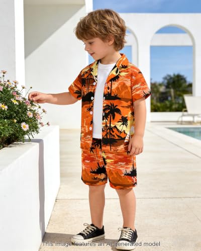 Image of SANGTREE 3 Piece Boy Outfits Short Sleeve Shirt and Shorts Set Beach Vacation Summer Clothes, 3 Months - 9 Years