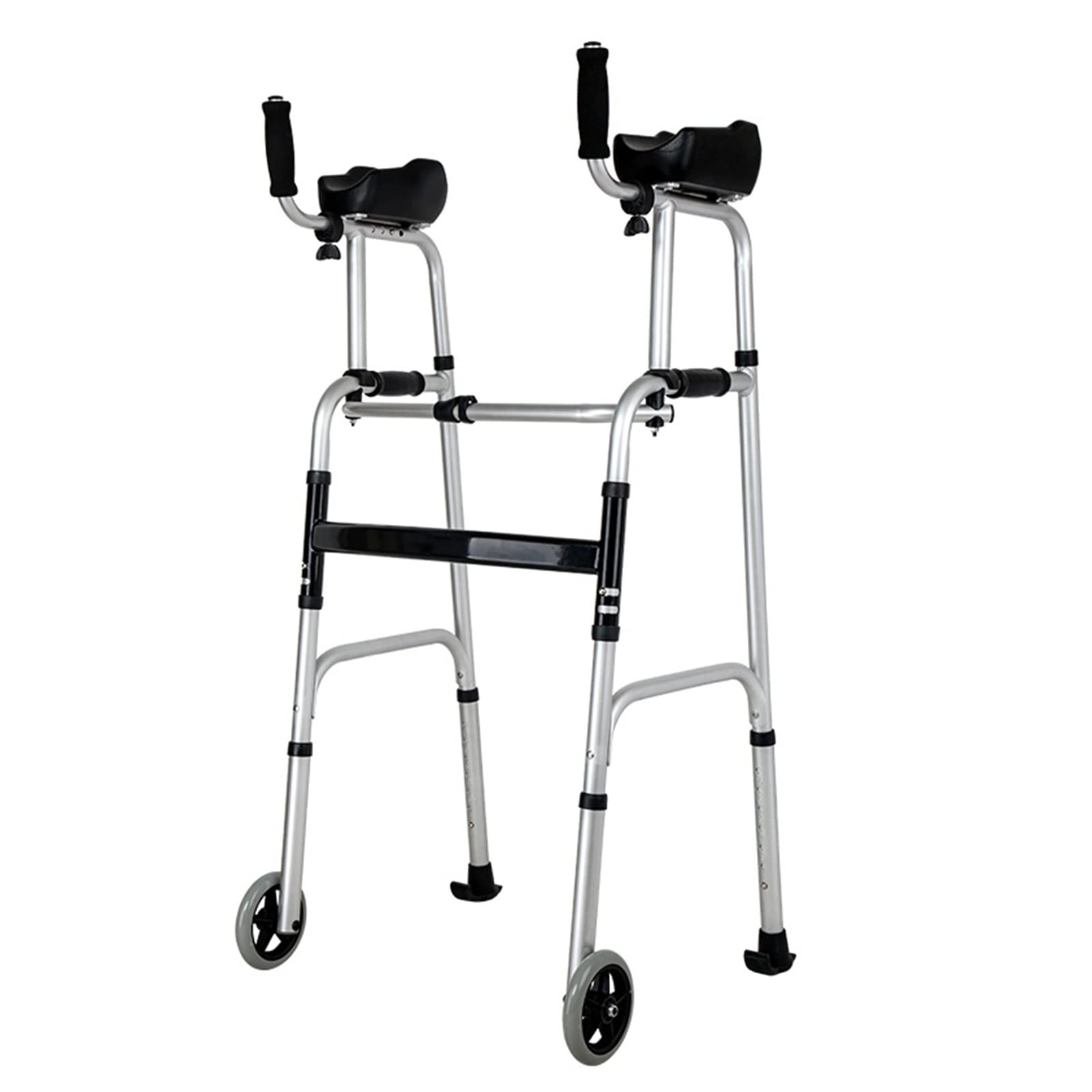 Déambulateur vertical avec siège et accoudoirs pliable à 2 roues - 7