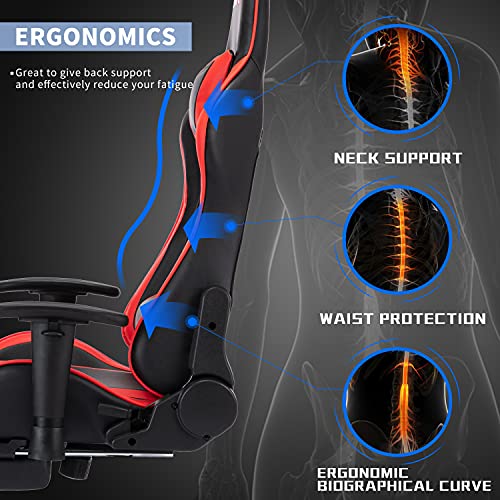 ALEAVIC-Silla-Gamer-Silla-Gaming-de-Respaldo-Alto-Silla-Ergonomica-de-Oficina-con-Reposapies-RetractilRojo