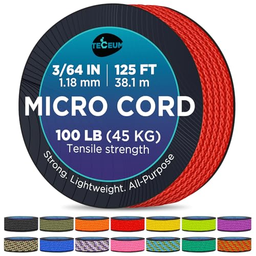 TECEUM Micro Paracord Rope – Thin Braided Cord for Crafting, DIY, Camping