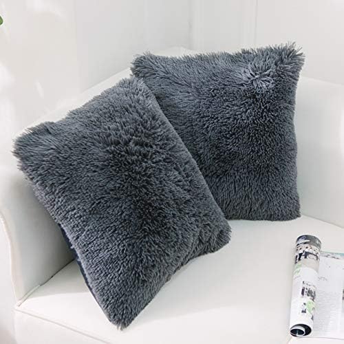 Image of Faux Fur Throw Pillow Covers for Couch Decorative Pillows 24x24 Inch