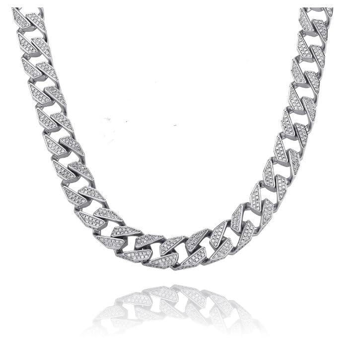 Zig Zag Cuban Diamond Rappers Iceout Chain for Unisex-image-8