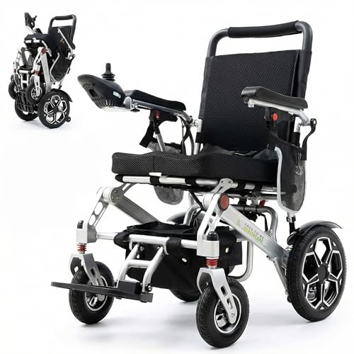 Ultra Lightweight Electric Wheelchair Folding Compact Aluminium Powerchair 20kg Travel Transit Supplied by Free To Be Mobility Equipment Silver UK Seller