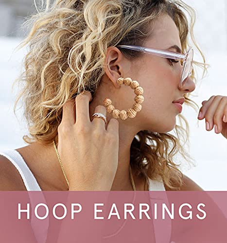 Rattan Earrings Statement Rattan Ball Hoop Earrings For Women Woven Bohemian Earrings Handmade Straw Wicker Braid Big Drop Dangle Earrings For Girls Summer Beach Jewelry #TOP3