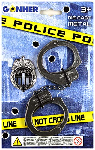 Preisvergleich Produktbild Gonher 324 / 0 Polizei Handschellen und Abzeichen, Schwarz