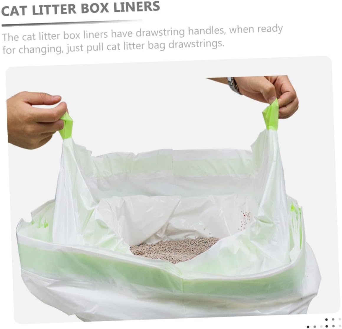 Cat Litter Box Liners Drawstring Bags Thickened Plastic Storage Pouches Leakproof Kitten Litter Bags 7pcs Large Size for Home Pet Waste Cleanup