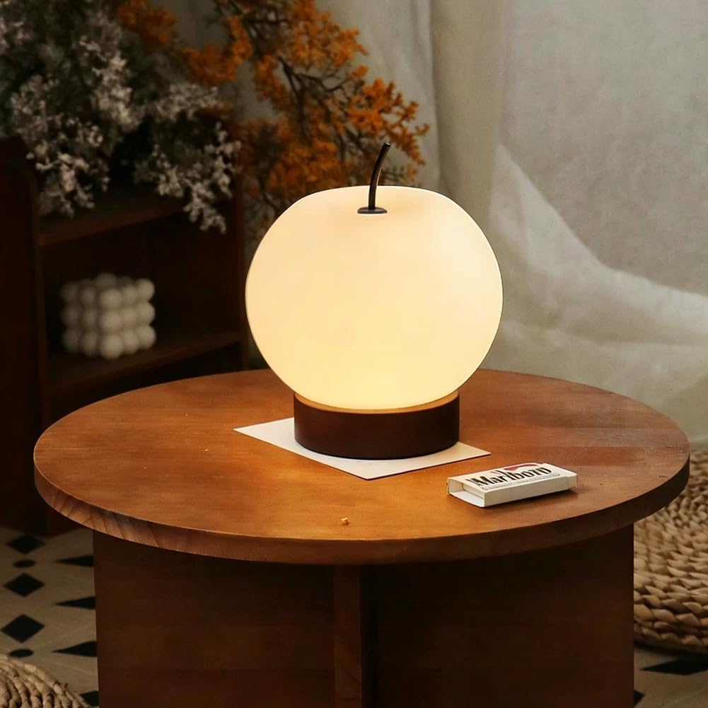 LED Tischlampe Kabellose Runde Art Déco Wohnzimmerlampe Batteriebetrieben Kugel Akku Tischlampe USB Aufladen Innen Dimmbar mit Schalter Nachttischlampe 3 Farbtemperaturen Acryl Lampenschirm
