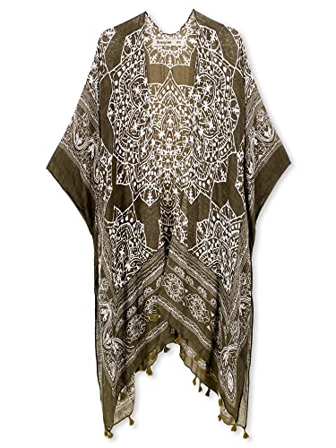 Image of Breezy Lane Women's Kimono Cardigan Summer Swimsuit Coverups Beach Cover Up with Floral Print for Vacation