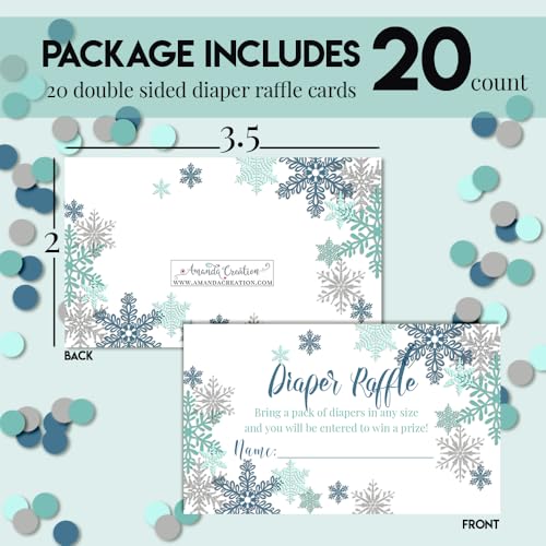 Billets de tombola couche baby shower garçon flocon de neige bleu et argenté Amanda Creation x50
