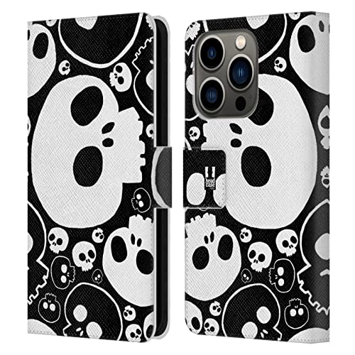 Carcasa de cuero tipo libro Apple iPhone 14 Pro Head Case Designs Blanco Calavera