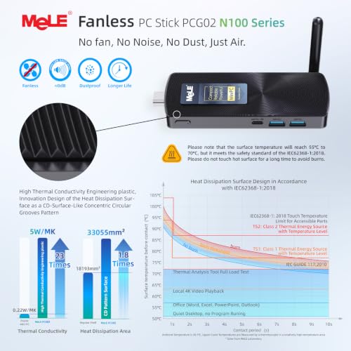 Image of MeLE Fanless Mini PC Stick PCG02 with Windows 11 Home,12th N100 4GB 128GB,Mini Desktop Computer Stick,Support 4K HDMI,PXE Unlocked Bios,Auto Power on Industry IoT Media Business Office Digital Signage