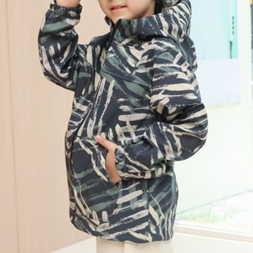 Cromoncent Boys Girls Fleece Lined Outdoor Jackets Fashion Print Hooded Windbreaker Outerwear, 18 Months - 7 Years2
