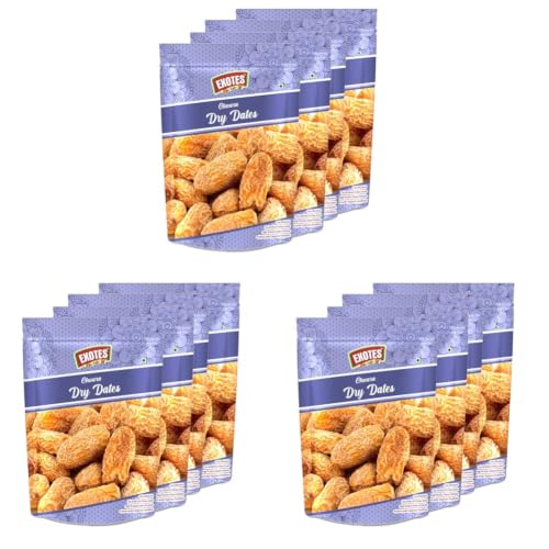 Image of Exotes Peela Chuara 1000 Grams (250 Grams X 4) - Traditional Yellow Dry Dates | Peela Sukha Khajoor Known For Their Natural Sweetness | Widely Used in Indian Kitchens for Sweets, Kheer, and Health Recipes | Gives Energy & Fiber Source