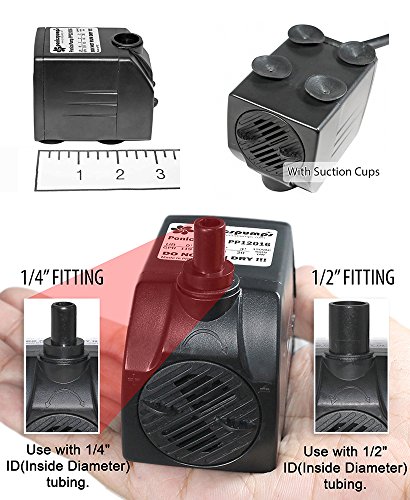 PonicsPump 120 GPH Submersible Pump for Fountains, Statuary, Aquariums & more. Comes with 1 year limited warranty. (120 GPH : 16' Cord) - Thumbnail 3