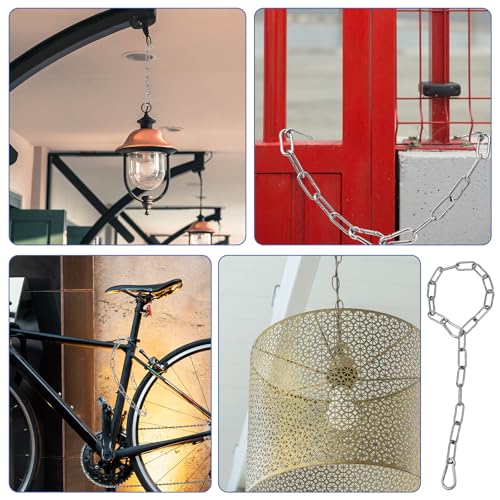 YQQYG Edelstahlkette Torkette, Metall Kettenschloss, Kettenglieder Tor Metallkette, Gliederkette mit Karabinern, Edelstahlkette Für Hundekette Ankerkette Wäschekette Schwenkkette