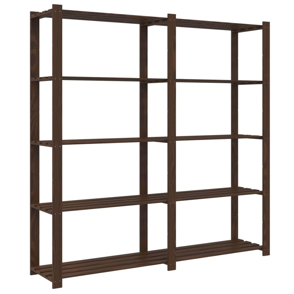 Estantería de 5 Niveles Madera Maciza Pino marrón 170x38x170 cm, Estanterias Almacenaje, Estanterias Trastero, Estanterias para Garaje, Estantes para Herramientas - SPU:373395