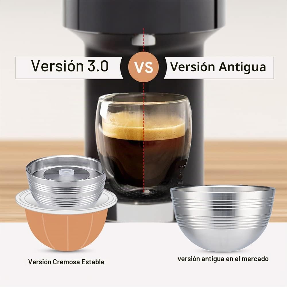 Sesama Vertuo Series - Cápsula de café reutilizable de acero inoxidable compatible con VERTUO Next & VERTUO POP & VertuoPlus y Delonghi ENV135S Cápsulas de café reutilizables Nespresso