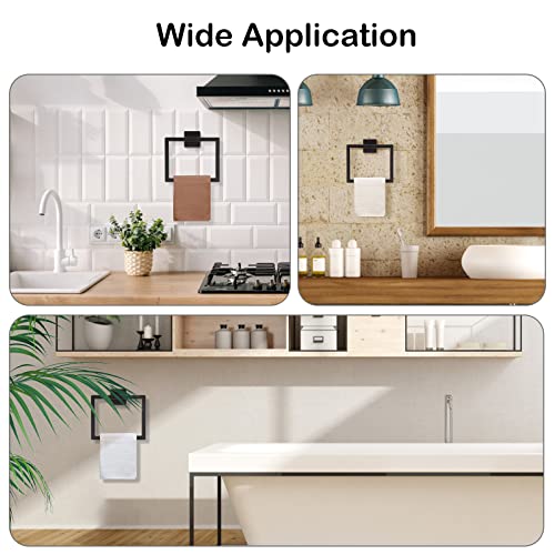 image for Kiakuoow Matte Black Towel Ring,Square Hand Towel Holder,Towel Hanger,