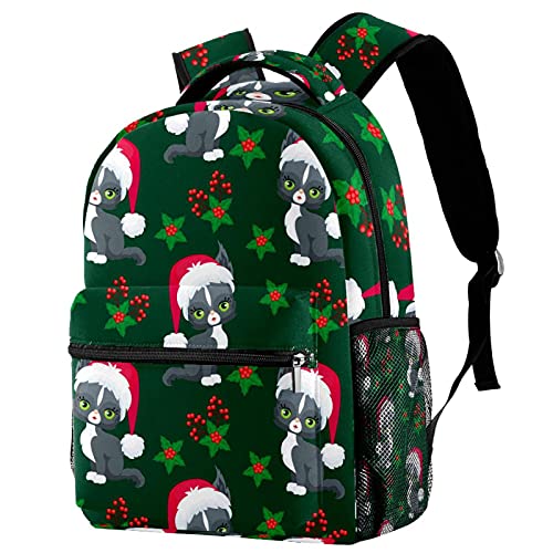 Sac à dos de voyage motif chat de Noël scolaire fille et garçon