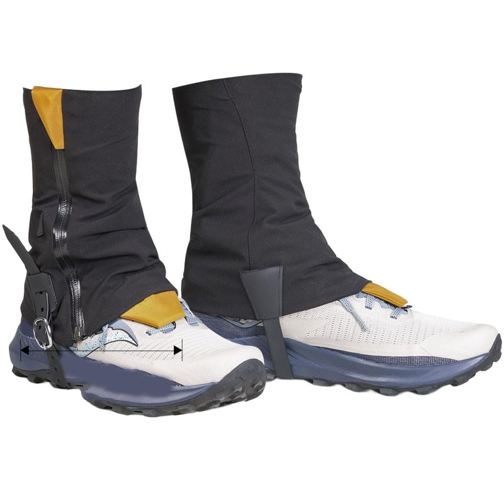 Guêtres coupe-vent avec fermeture éclair latérale inclinée, guêtres de randonnée double couche anti-déchirure pour trail course et marche en montagne, S/M noir