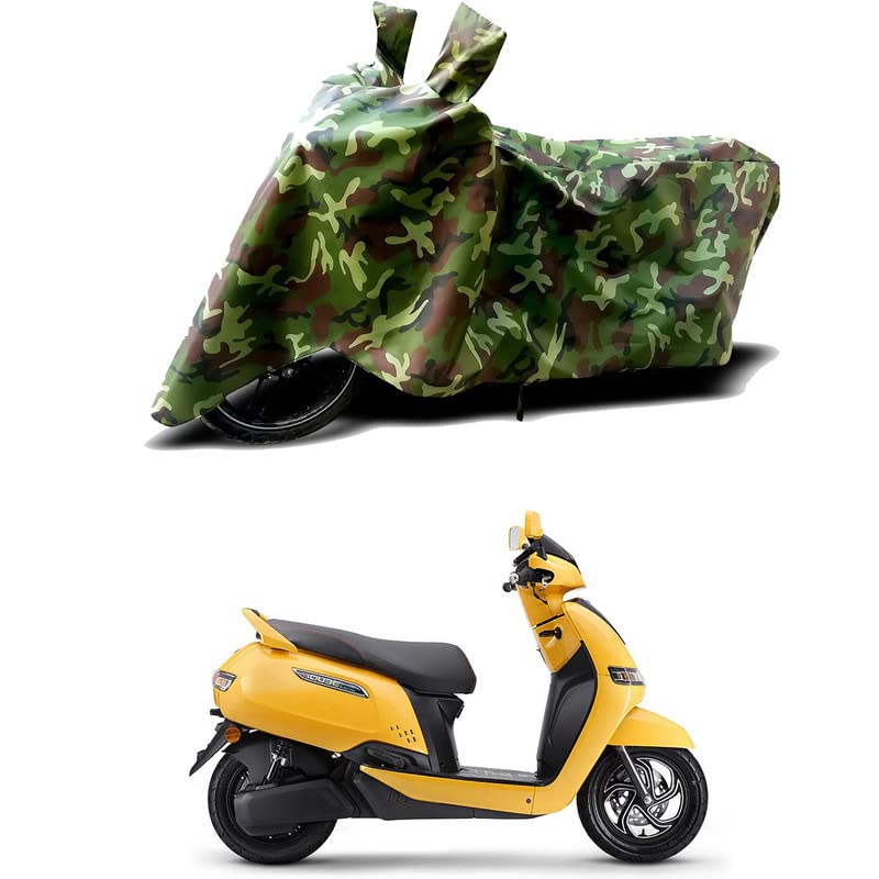 Image of 100% Water Resistant Bike Scooty Two Wheeler Body Cover Compatible for TVS iQube Electric ST /UV-Rays /Heat Protection /Birds Dropping /Scratchproof /Dust Proof /Waterproof /All Varient[Green MJ]