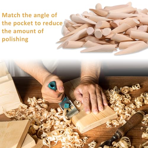 100 Stück Massivholz Taschenlochstopfen Holz Kiefer Dübel Holz Runde Holzzapfen Hartes Holzs für Kunstprojekte Verschiedene Holzbearbeitungsprojekte Schr glochbohrposition Taschenlochlehre