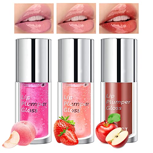 Qibest 3 Colors Lip Oil, Hydrating Lip Gloss Set, Tinted Lip Balm, Long Lasting Non-Sticky Lipgloss With Big Head Brush, Transparent Lip Care Products For Dry Lips, Moisturizing, Nourishing #TOP3
