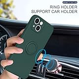 Pepmune Compatible with iPhone 15 Case Liquid Silicone with Ring Holder,Detachable Wrist Strap,Magnetic Car Mount Kickstand,Shockproof Cover Protective Phone Case-Blackish Green - Image 4