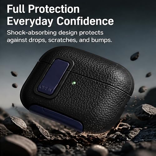 Image of for Leather AirPods Pro 3 Case 2025 | Cute iPod Air Pods Pro 3 Case with Magnetic Lock | with Phone Holder & Keychain | Airpods 3 Pro Cases for Man Women(Model A2700 /A2931)(Blue Black)