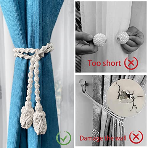 Curtain Tiebacks, 2 Pack Cotton Cord Curtain Ties Handmade Braided Curtain Holdbacks for Home Curtain Decorative Window Drape TieBacks - Image 4
