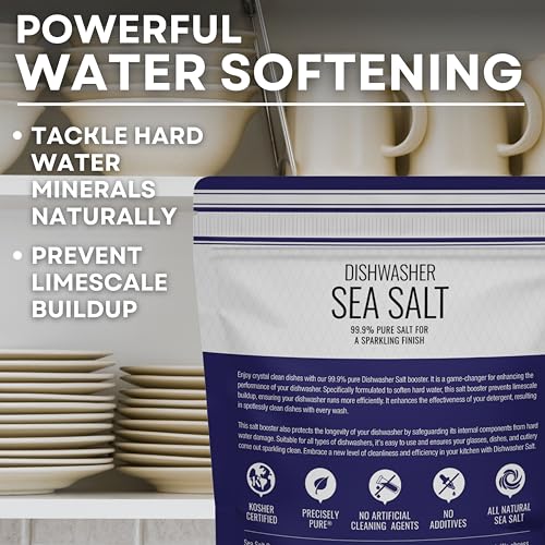 dishwasher salt natural water softener food grade coarse sea salt compatible with miele thermador whirlpool amp bosch dishwasher 30 oz bag