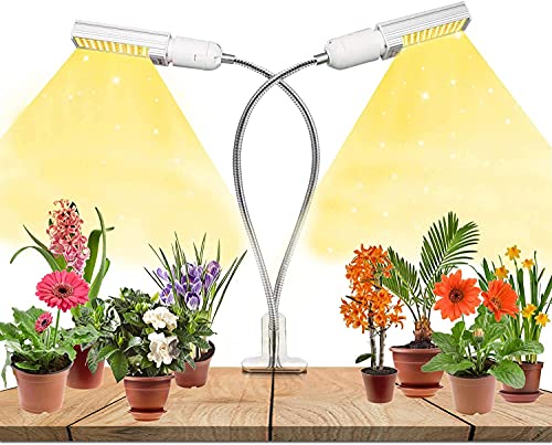 WARDBES Pflanzenlampe LED, 360°Einstellbar LED Grow Lampe Pflanzenleuchte, Wachstumslampe mit Zeitschaltuhr für Gartenarbeit Bonsais, Pflanzenlicht, 2 Heads 88LEDs Pflanzenlicht Vollspektrum