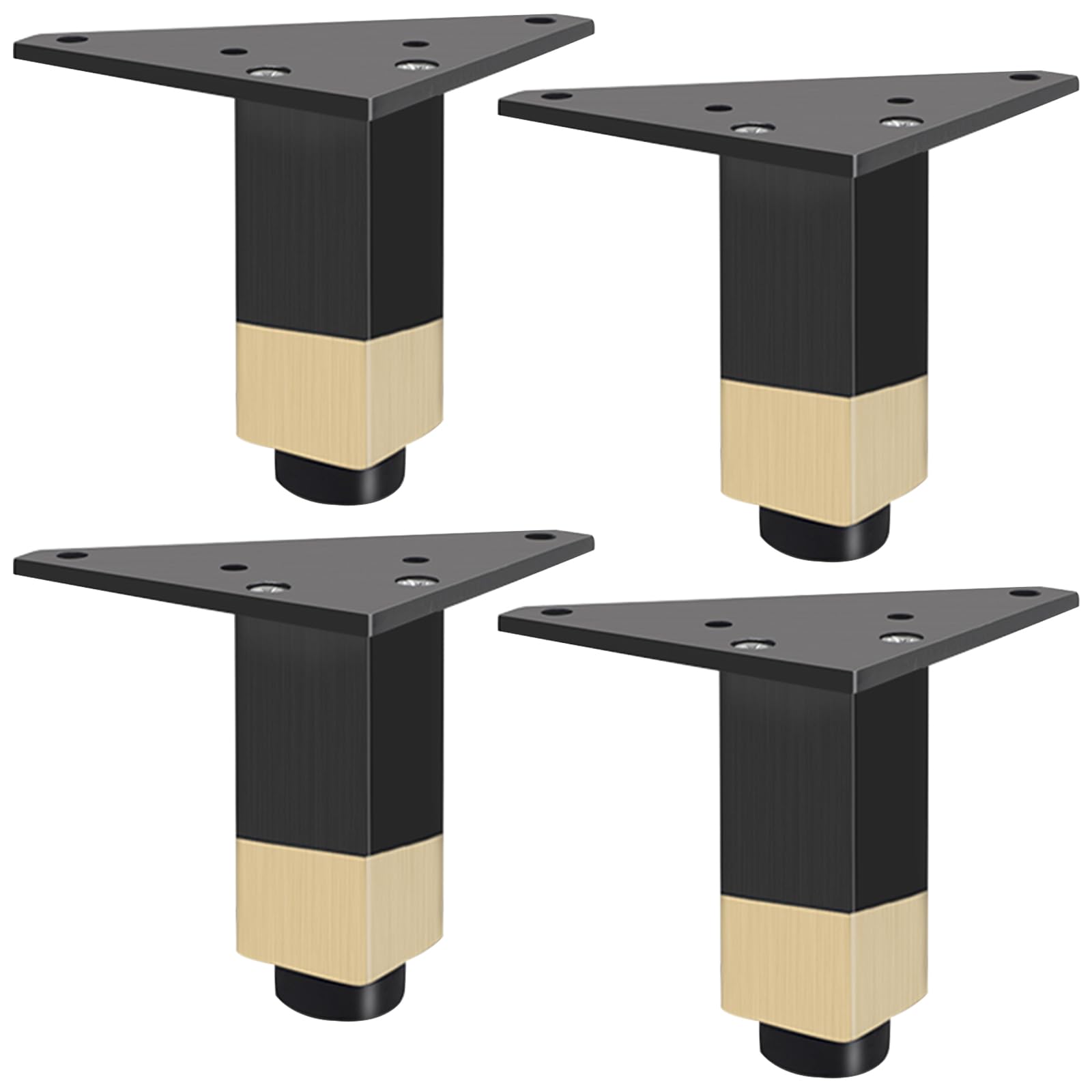 Black with Gold, Adjustable Furniture Legs 4 PCS Metal Furniture Legs Coffee Table Leg Dining Table Leg Aluminum Alloy | Anodized Surface Sofa Feet Height: 6-40cm for Kitchen Cabinet Feet-10cm/4"