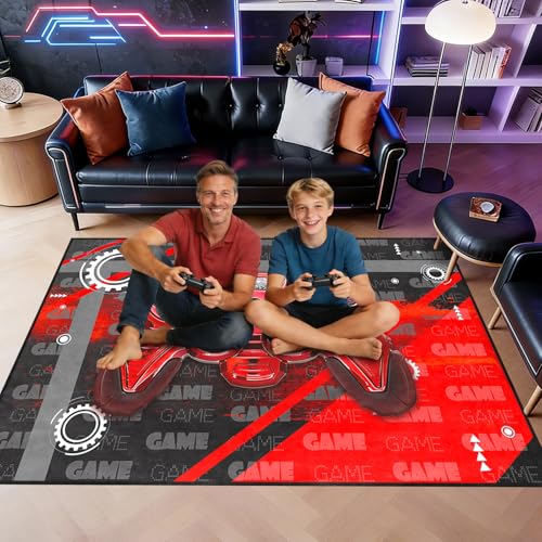 Gamer Rug Floor Rugs for Boys 3D Gamepad Red Small Carpet for Bedroom Floor Mat Doormats Kids Room Gaming Controller Game Player Black Living Room Mat Home Decor Sofa Mats, 2'x3' by Jiospet - Image 3