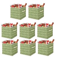8pcs Cube Storage Box 27x27x28cm - Foldable Storage Box with Handles Storage Cubes for Home, Office & Nursery Organisation (Green)