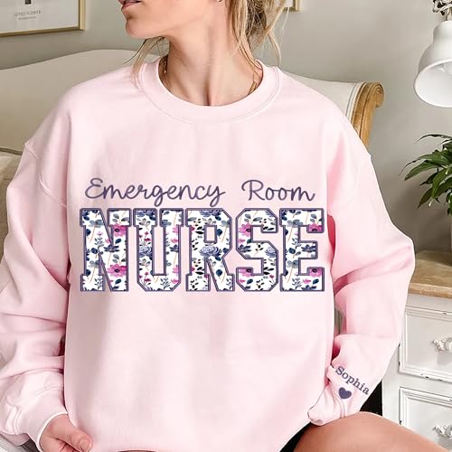 Personalized Embroidered Nurse Sweatshirt for Women, Custom Name & Specialties (ER, RN, NP, L&D), Nurse Gifts3