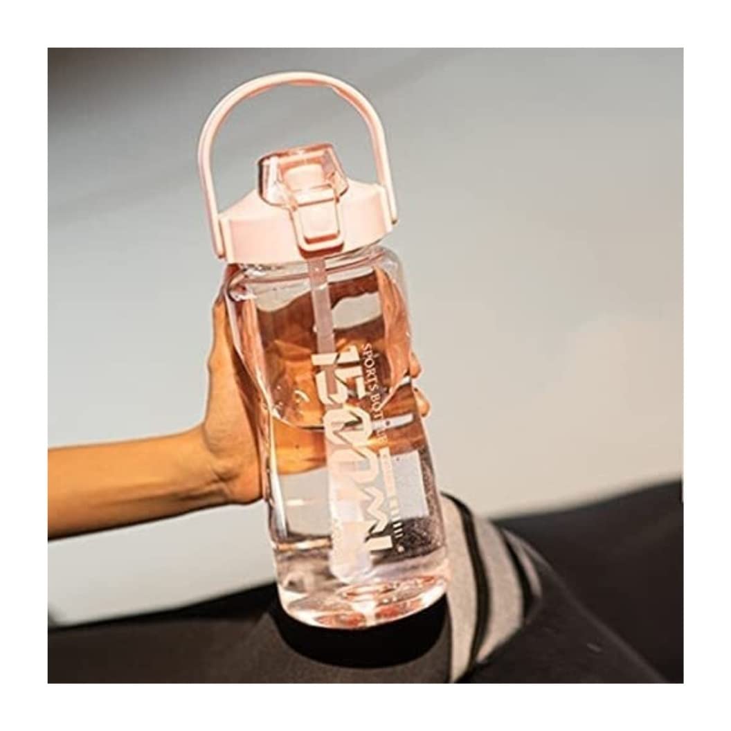 Botella de Agua Botella De Agua De Gran Capacidad 1.5L 2.0L 3.8L Con Asa Botellas De Gimnasio Al Aire Libre Fitness Sports BPA Free Jarra Linda Frasco Transparente Botella Agua ( Color : Pink 1500ml )